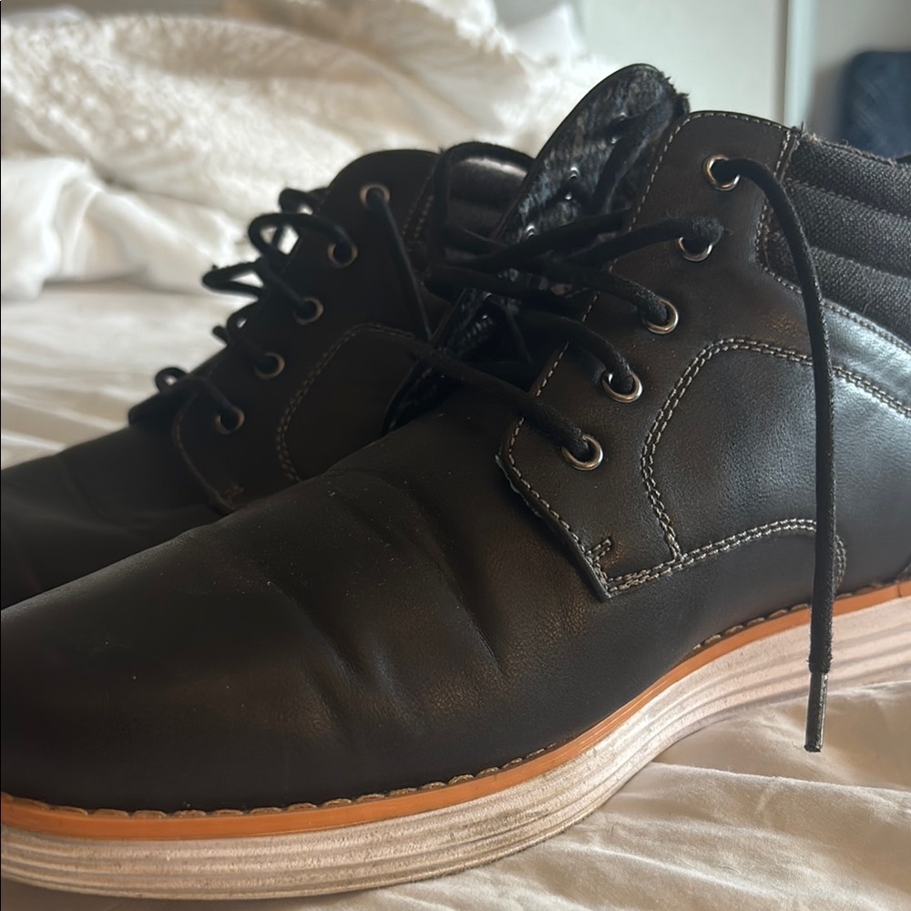 Black Chukka Boots with Suede Finish and Contrasting Sole